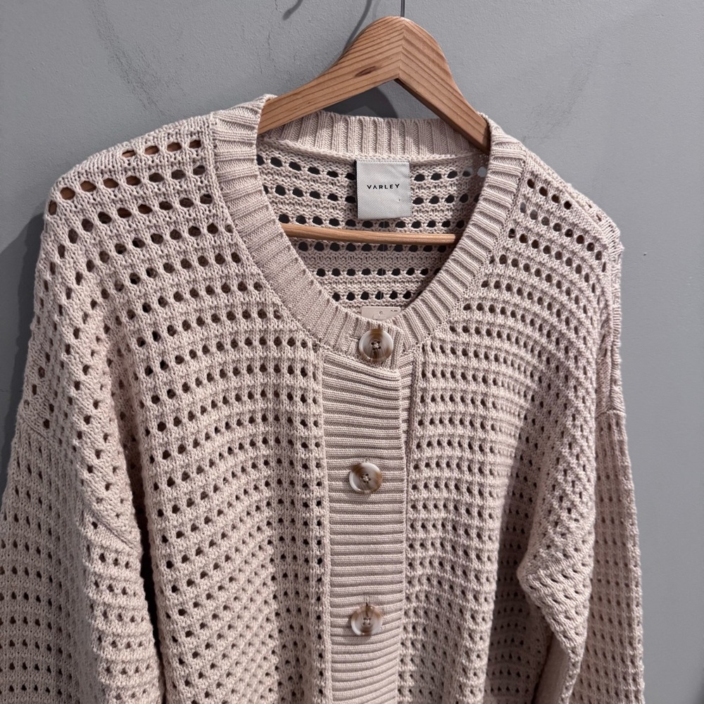NWT Varley Kris Relaxed Fit Button Front Cardigan in Creme, Size M - Picture 5 of 14